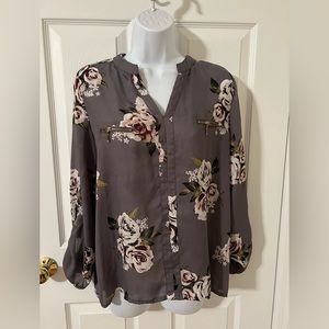 Grey & Floral Blouse